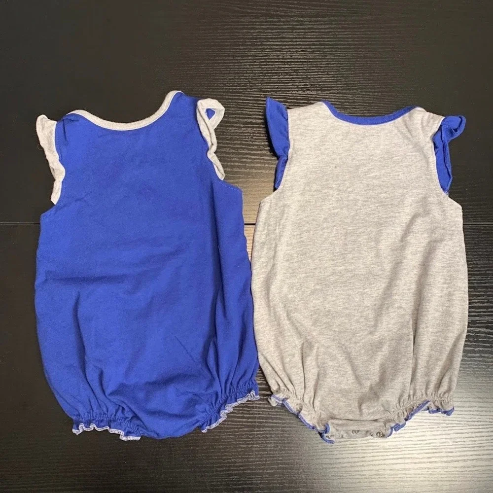 LA Dodgers Baby Girls Romper Set 2 Pack Gen2 Blue Gray 3-6 Months MLB Baseball